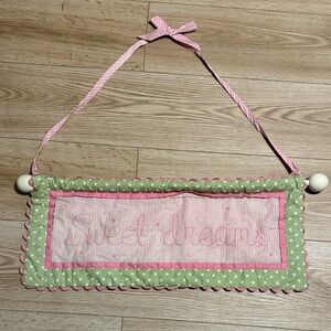 Sweet Dreams Pink and Green Wall Hanging